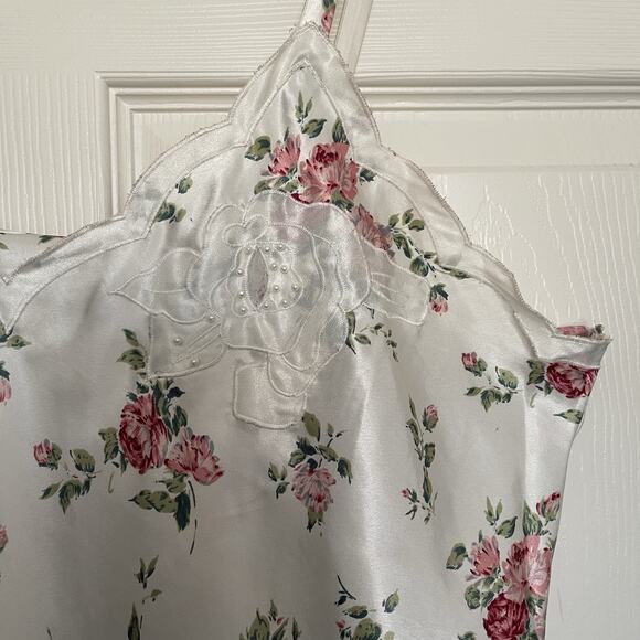 VTG Victorias Secret‎ Gold Label Floral Satin Slip Dress Size L Nightie Romantic - Picture 6 of 7